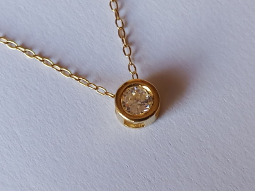 gold plated silver chain with white zirconia pendant-anchor chain 45 cm-